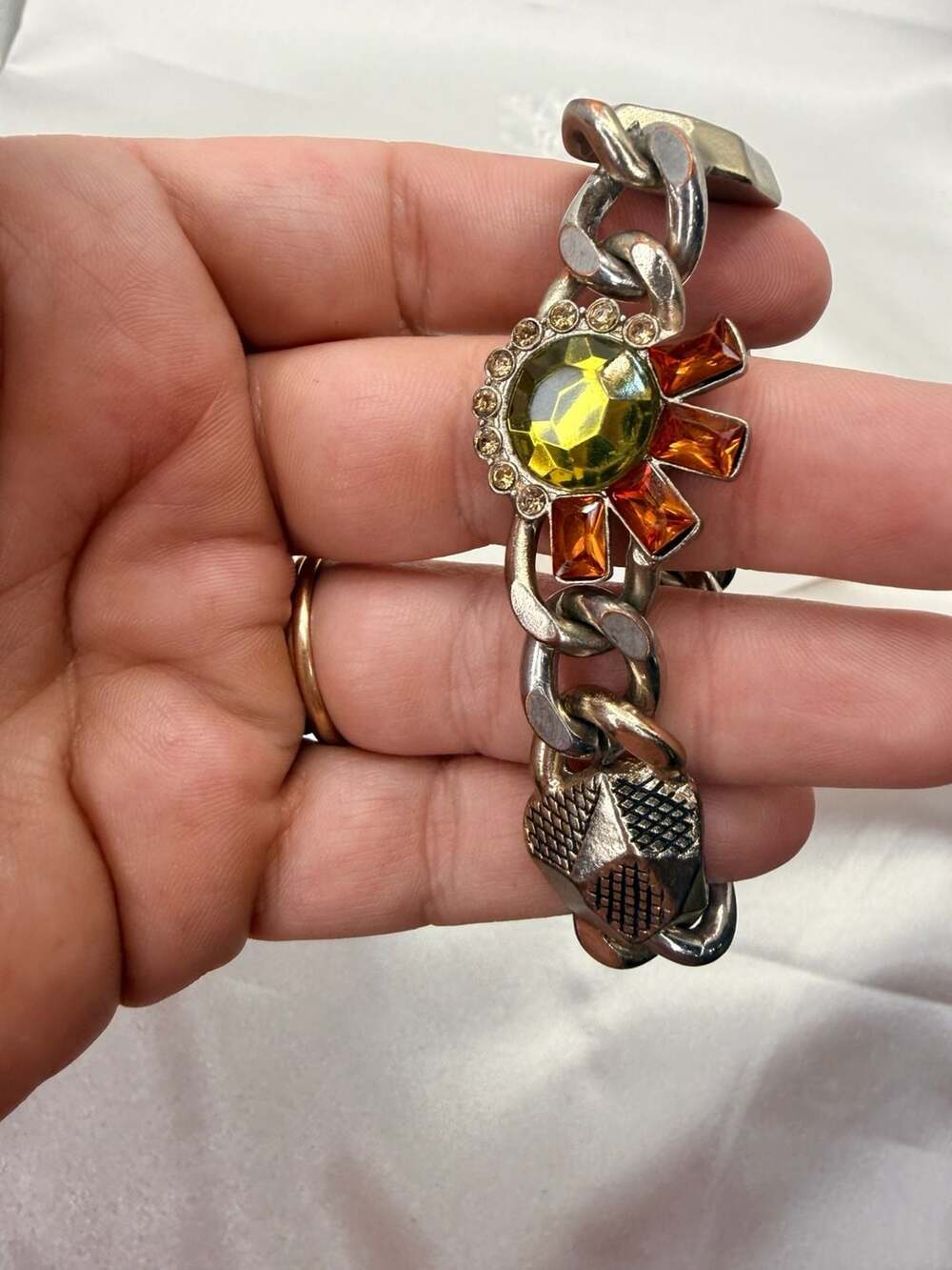 Sam Edelman Chain Bracelet 6 Inch Rhinestone
